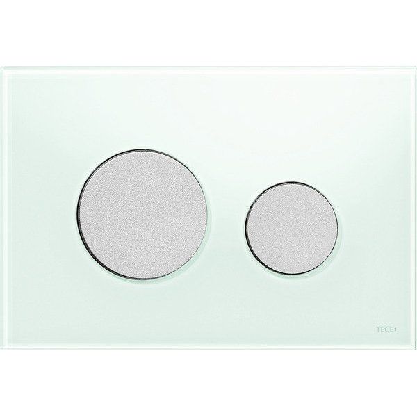 Стеклянная кнопка смыва унитаза TECEloop, стекло мятный зеленый, клавиши хром матовый, 9240652