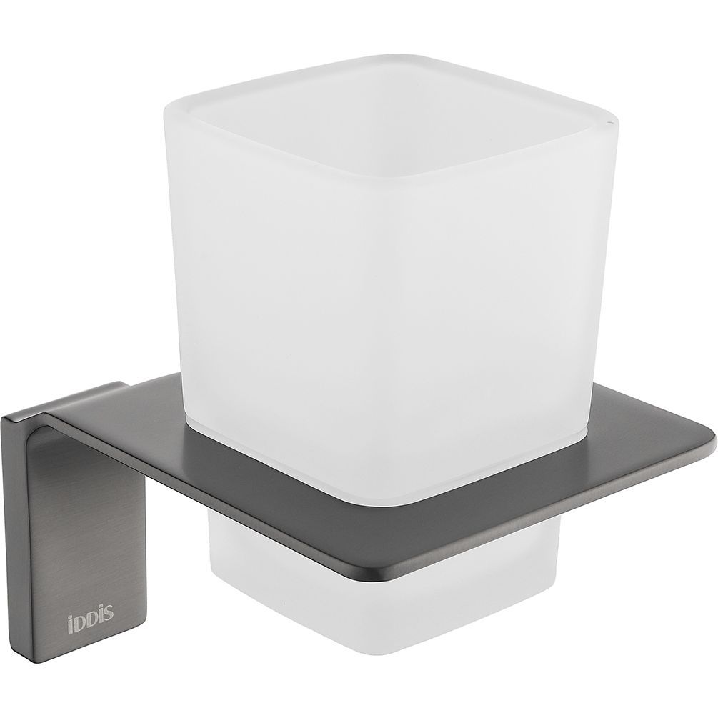 Подстаканник одинарный, матовое стекло, сплав металлов графит, Iddis Slide, SLIGMG1i45