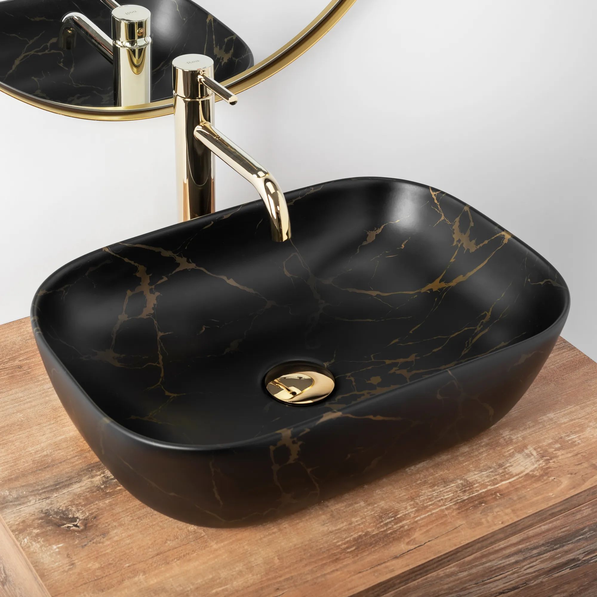 Умывальник Rea Belinda Black Marble Matt 46.5x33.5, REA-U8908