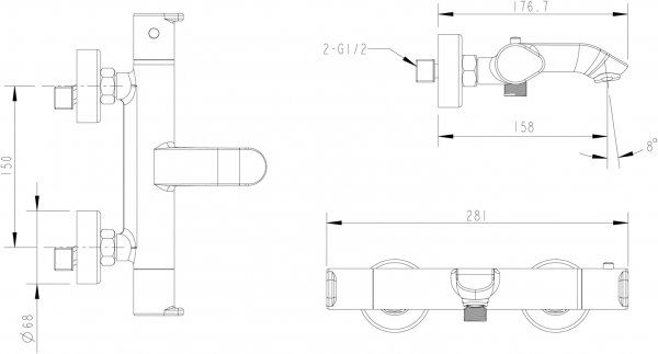 Термостат для ванны Bravat Waterfall F673114C-01