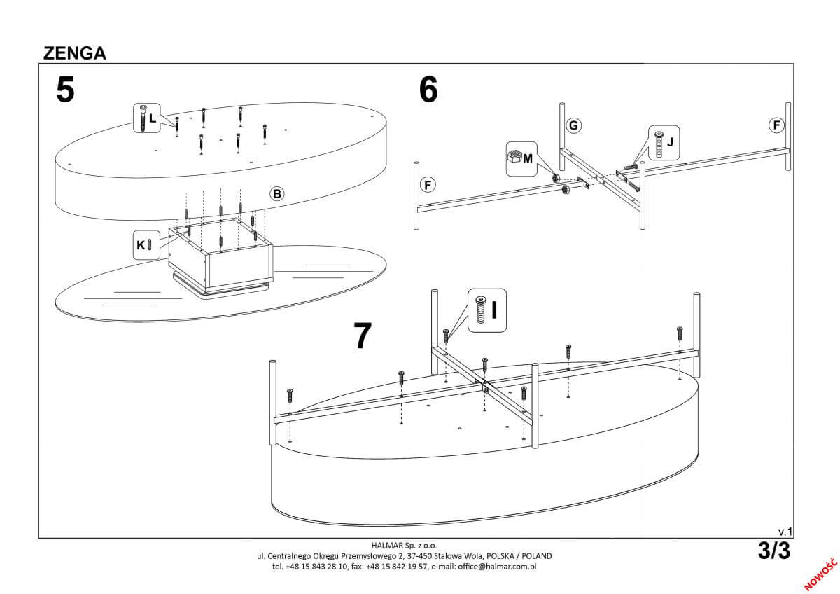 Стол журнальный Halmar Zenga черный/дуб золотой, V-CH-ZENGA-LAW