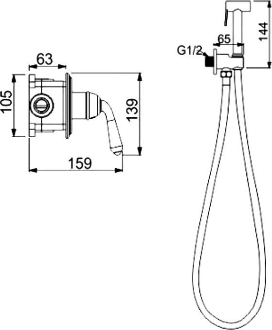 Гигиенический душ Rose, R0205Q