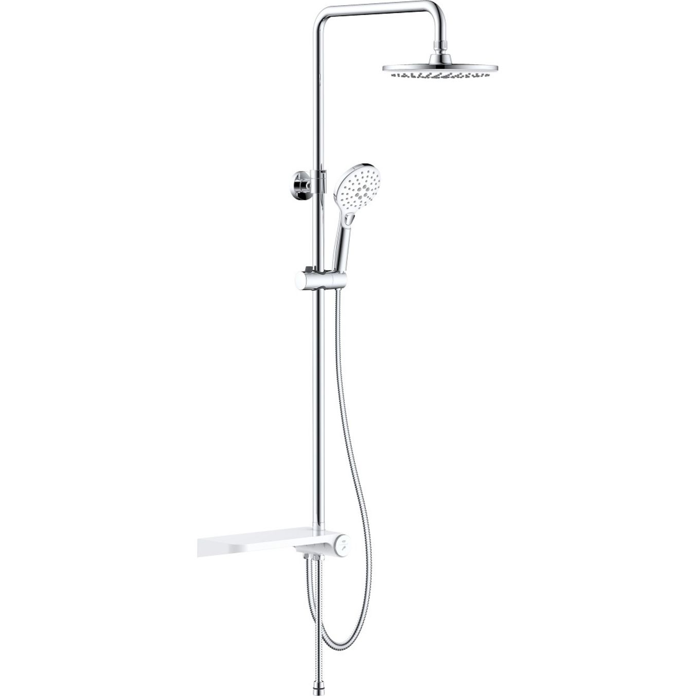 Душевой гарнитур с верхней лейкой, белый, Iddis Ray, RAYSW3Fi76