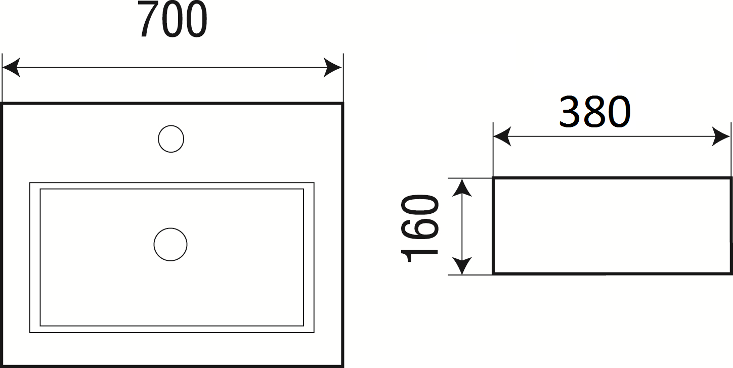 Раковина накладная WeltWasser ELBACH 2003 70x38