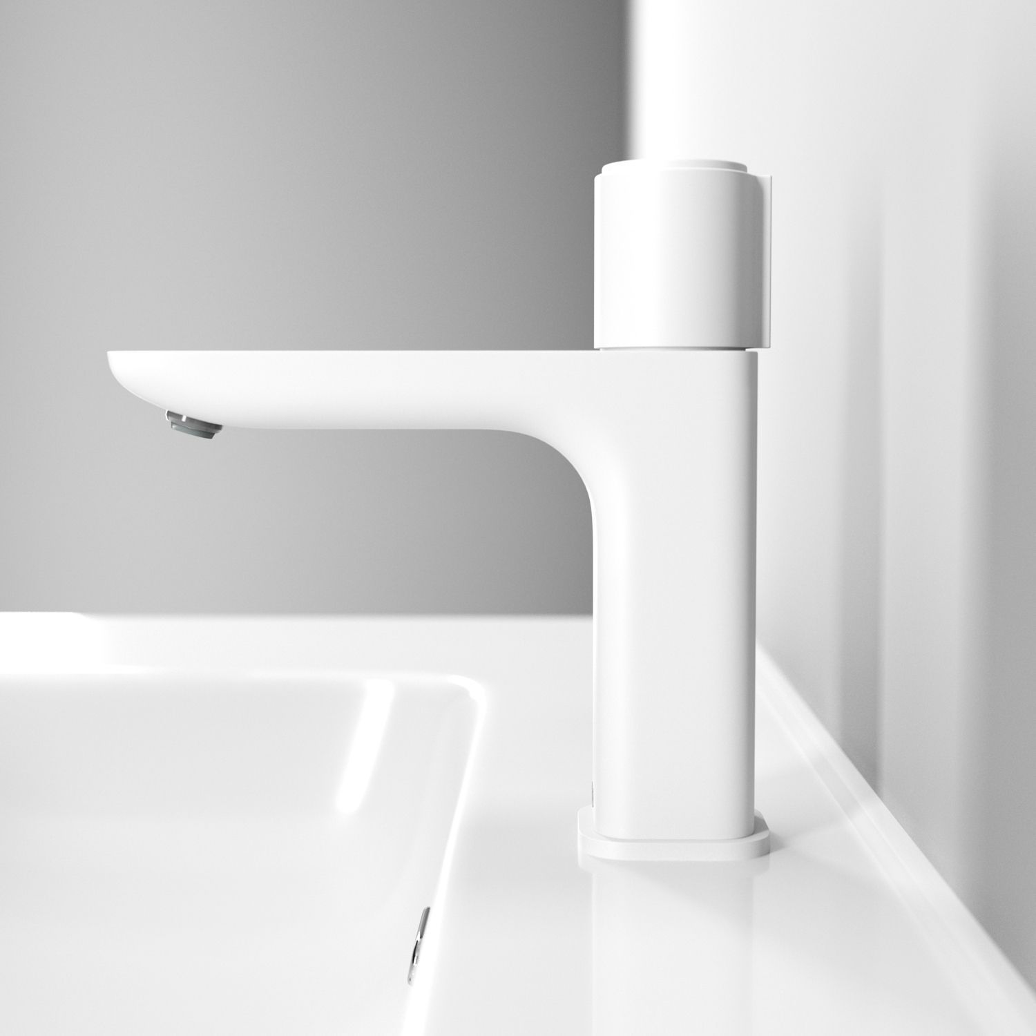 Смеситель для умывальника с управлением Push Control, белый матовый, Iddis Slide, SLIWTBTi01