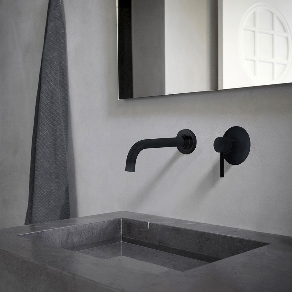 Смеситель для раковины скрытого монтажа Abber Wasser Kreis черный матовый, AF8112B