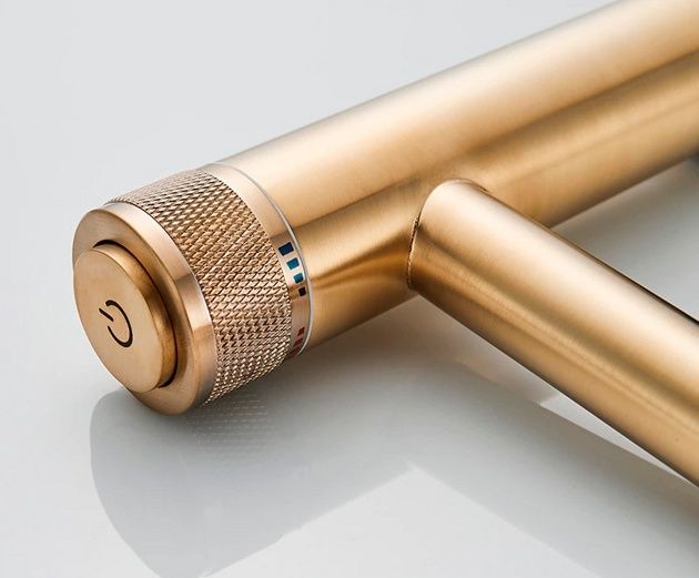 Смеситель для умывальника золото сатиновое Ledeme L1076Y