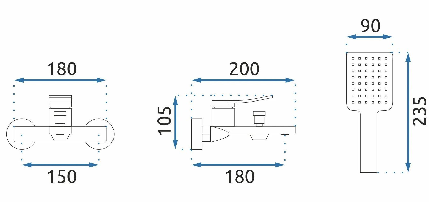 Смеситель для ванны Rea Soul Black, REA-B9997