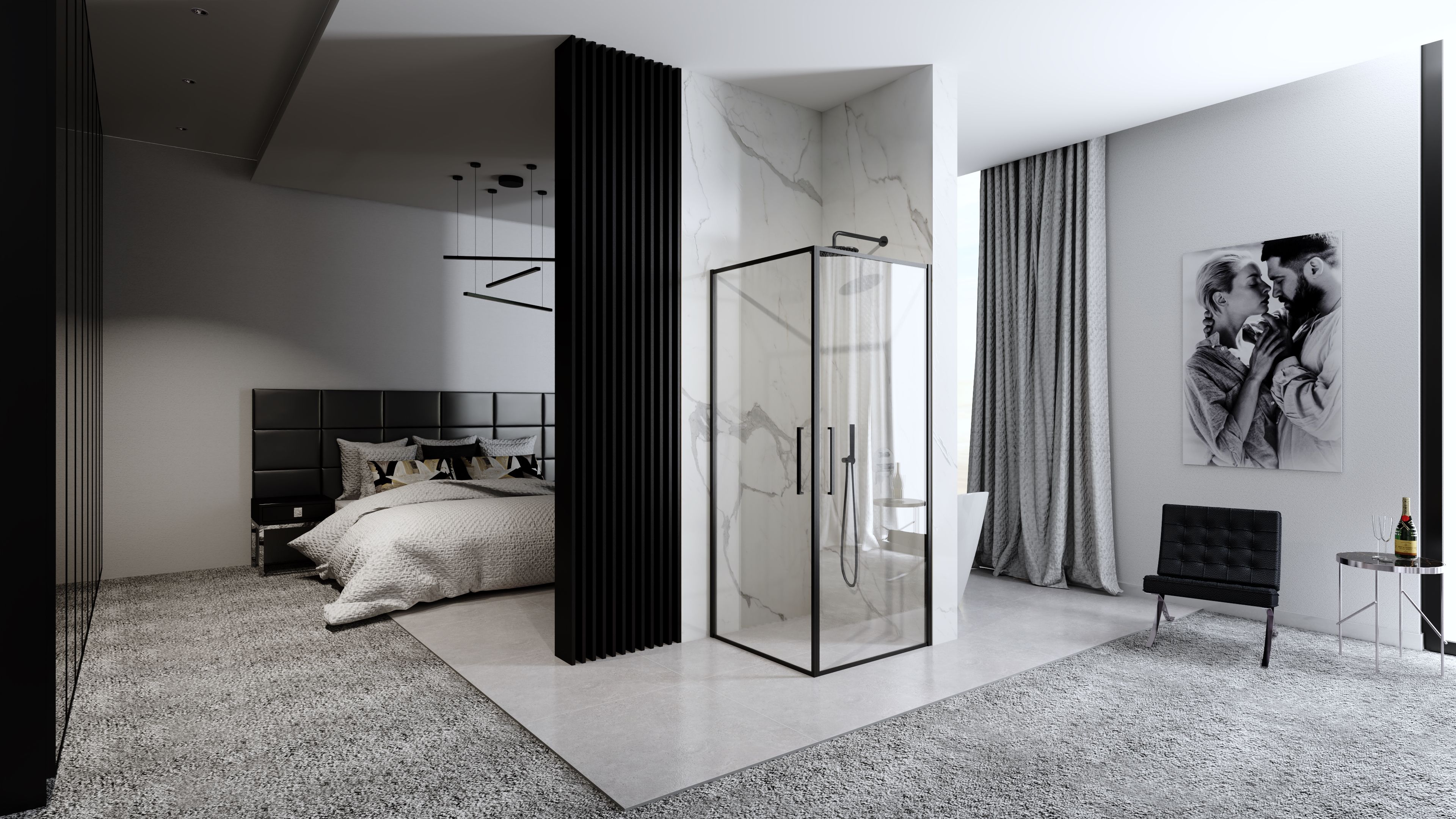 Душевой уголок Rea Abra Black Mat 90x90, REA-K5502