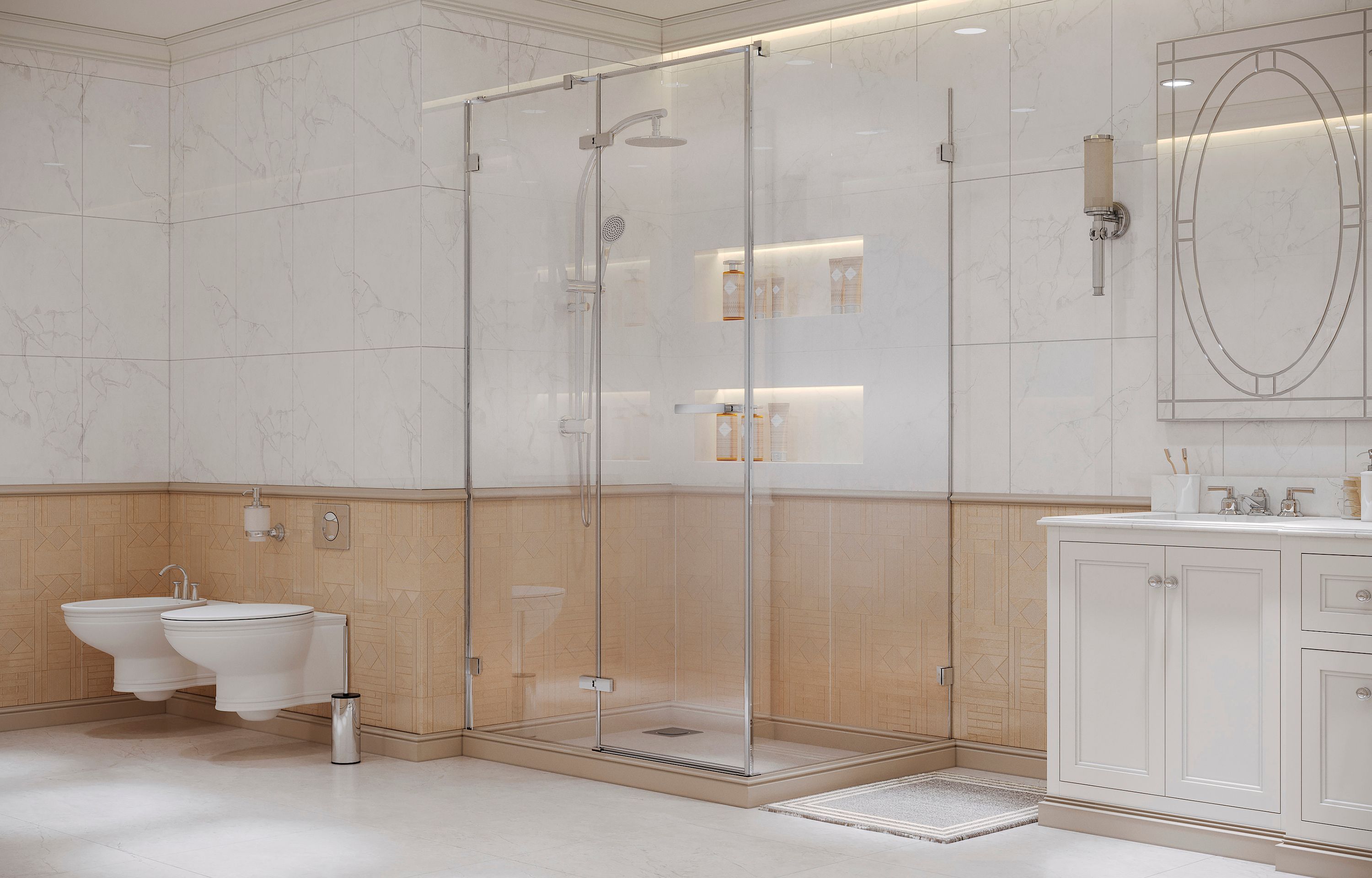 Прямоугольное душевое ограждение Ambassadro Amber 10011104L