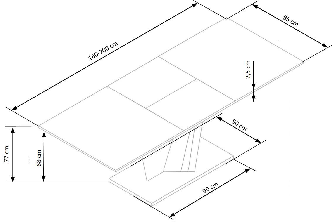 Стол обеденный Halmar Salvador раскладной темно-серый, V-CH-SALVADOR-ST