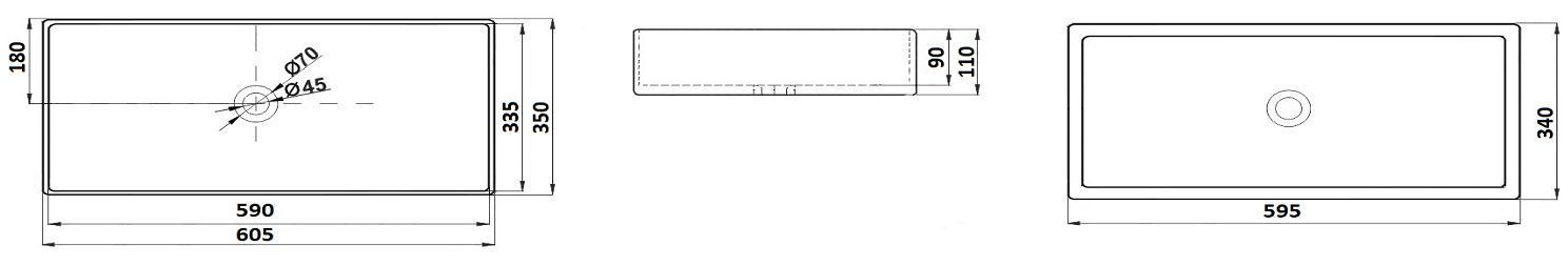 Раковина для ванной Ceramalux 60x34, 9396