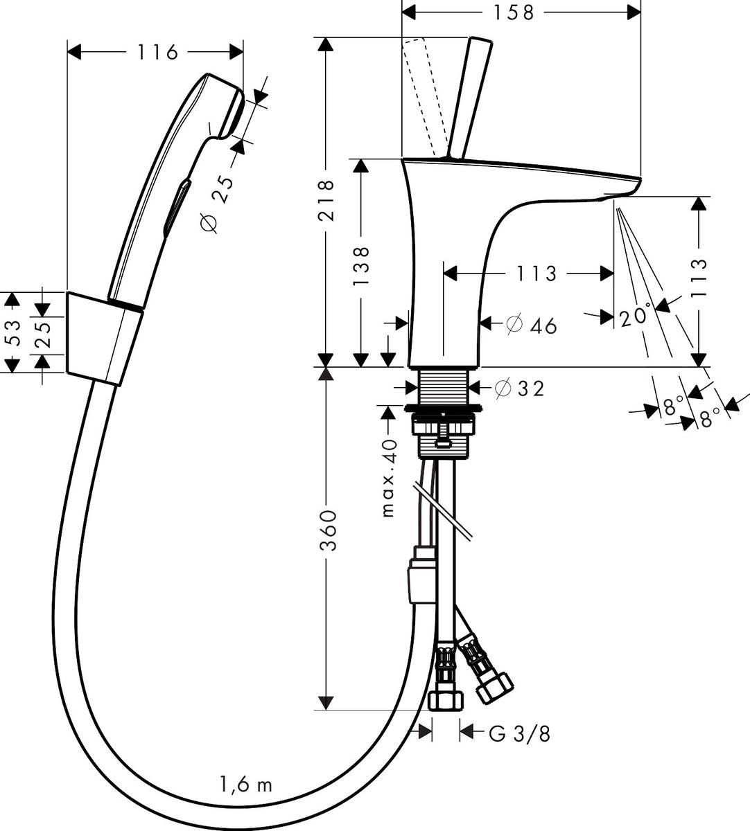 Смеситель для умывальника Hansgrohe PuraVida 110, 15275400