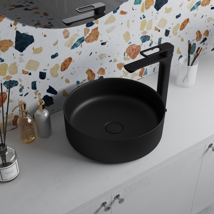 Умывальник накладной, черный матовый, Iddis Ray 35.5x35.5, RAYBM03i27