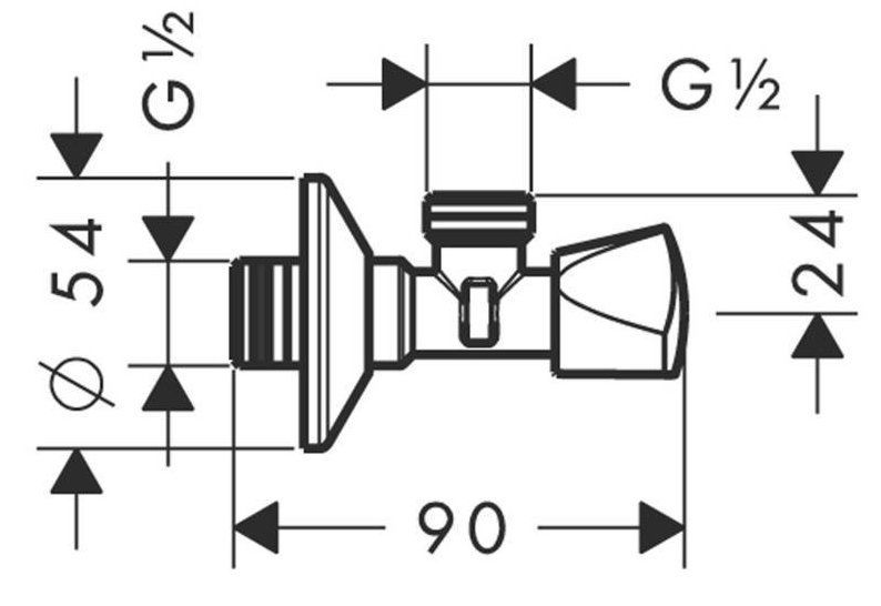 Угловой вентиль Hansgrohe E G 1/2, 13903000