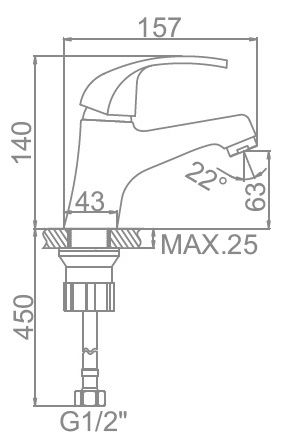 Смеситель для умывальника Ledeme L1035