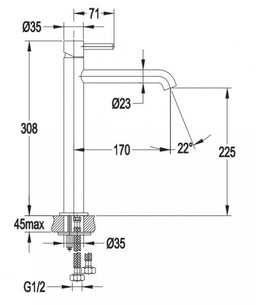 Смеситель для умывальника Omnires Y, Y1212BL