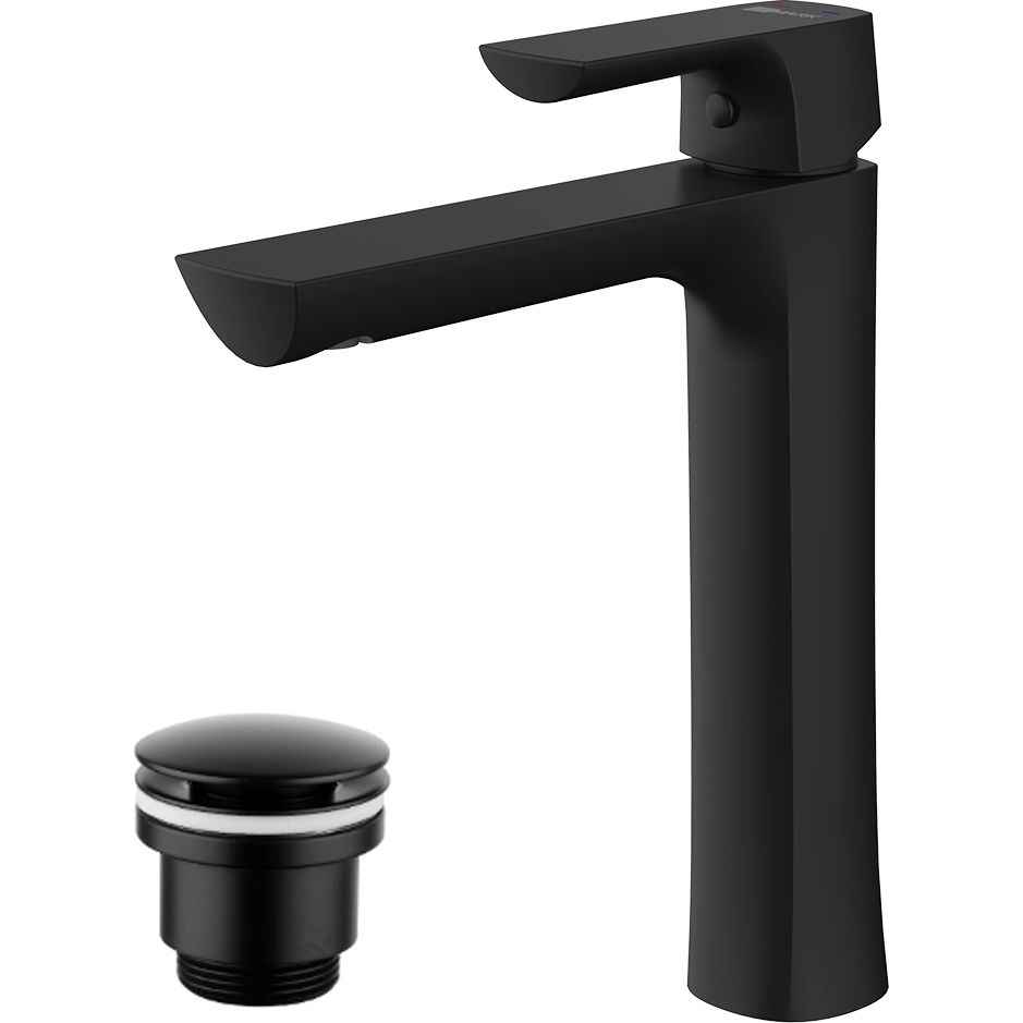 Смеситель для умывальника высокий монолитный Lemark Ursus, LM7209BL