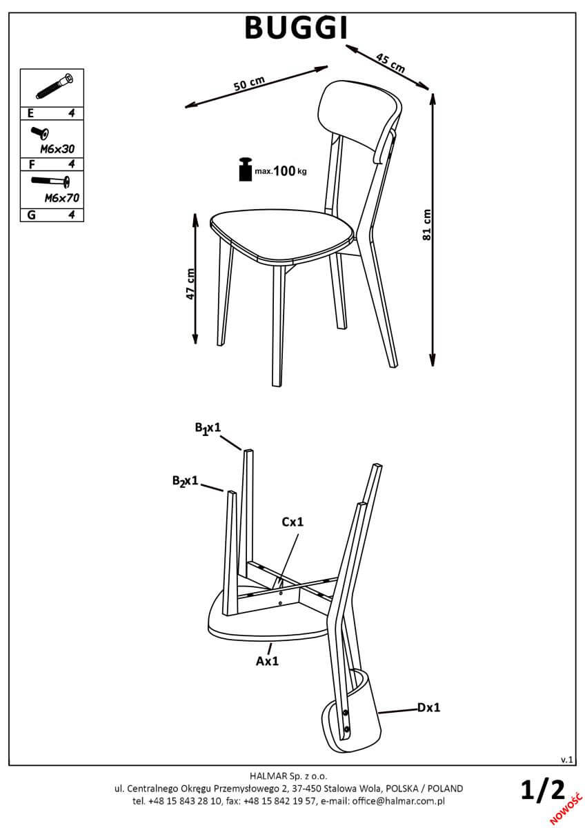 Стул кухонный Halmar Buggi белый, V-PL-N-BUGGI