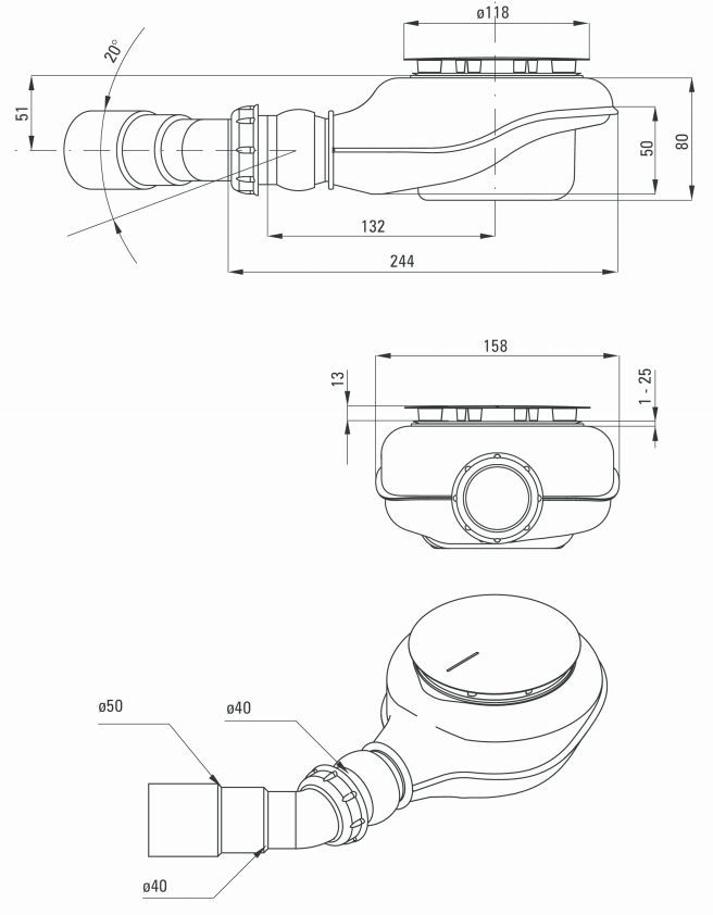 Сифон для поддона Deante Easy Clean 90, NHC_029C