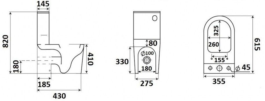 Унитаз напольный безободковый Ceramalux, 2179GW