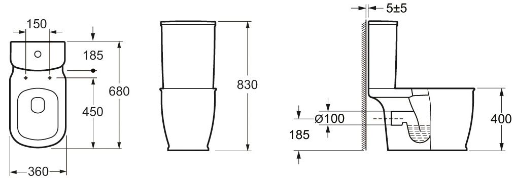 Чаша унитаза безободковая Belbagno Prado, BB10150CP