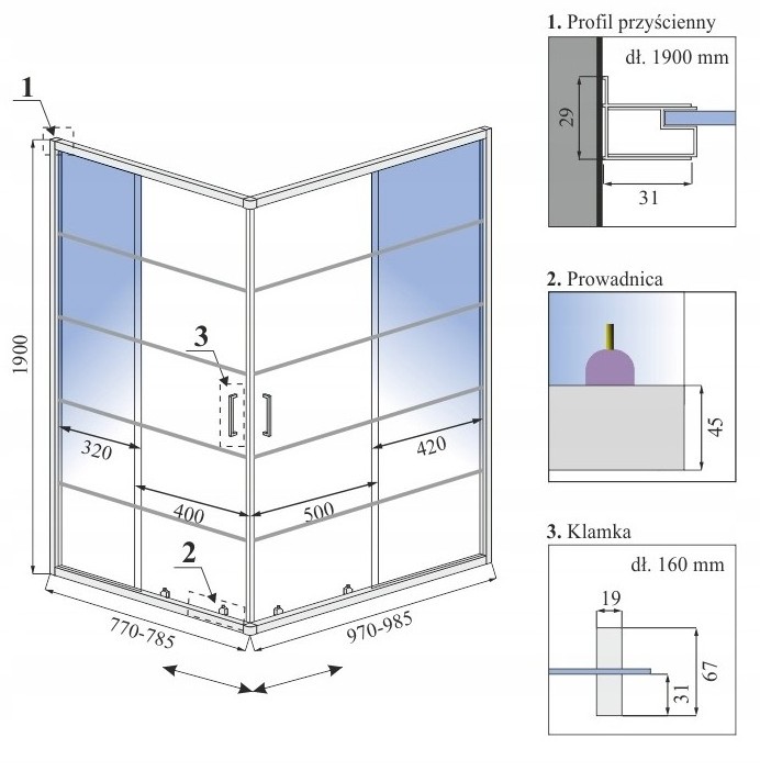Душевой уголок Calani Delta 80x100, CAL-K6522