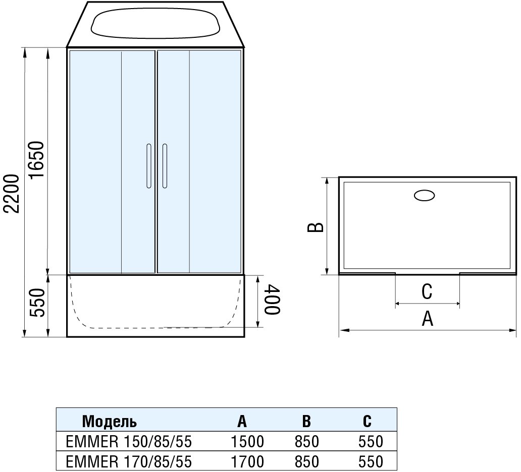 Душевая кабина WeltWasser WW500 EMMER 170/85/55-2