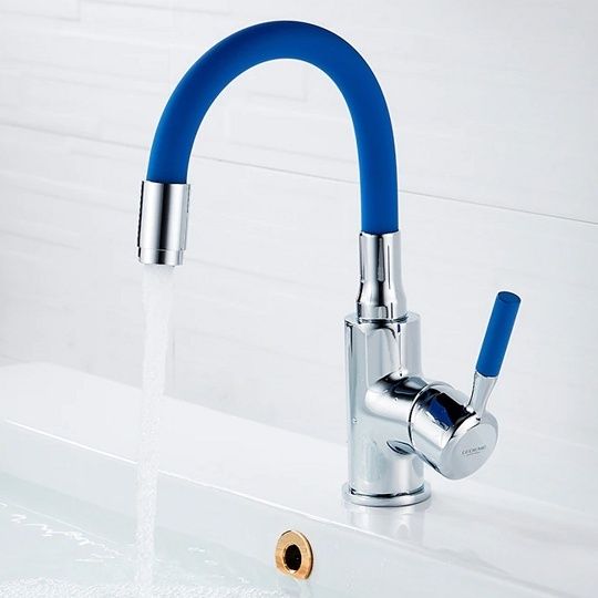 Смеситель для умывальника с гибким изливом синий/хром Ledeme L1399-6