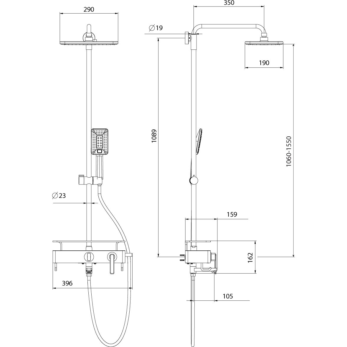 МистаСмеситель для ванны с верхней душевой лейкой поворотный излив Lemark Mista, LM6462WG