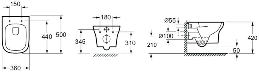 Подвесной унитаз Lavinia Boho Bristol Rimless, 3305002R