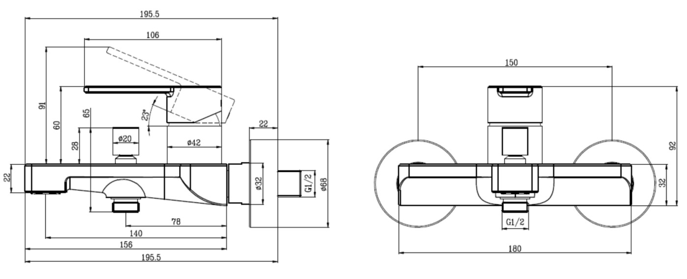 Смеситель для ванны однорычажный Villeroy & Boch Architectura, TVT10300200061