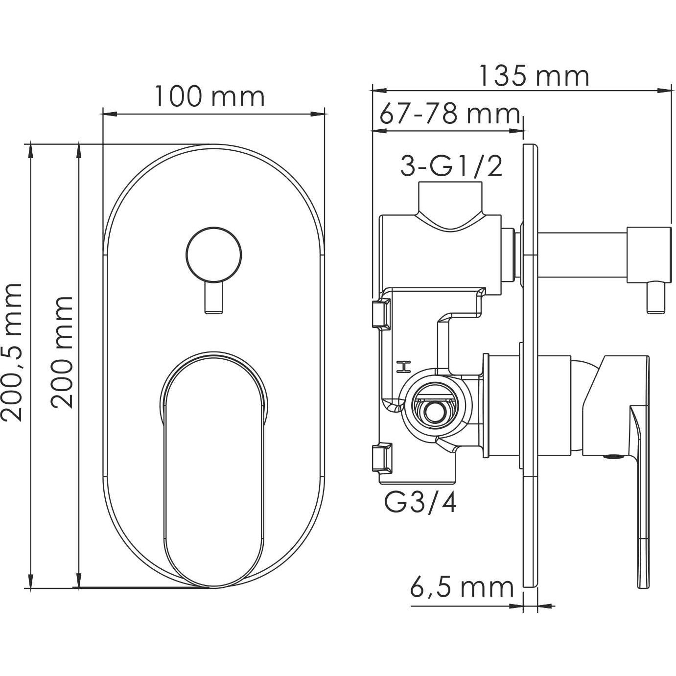 Смеситель для ванны и душа WasserKRAFT Elbe, 7441