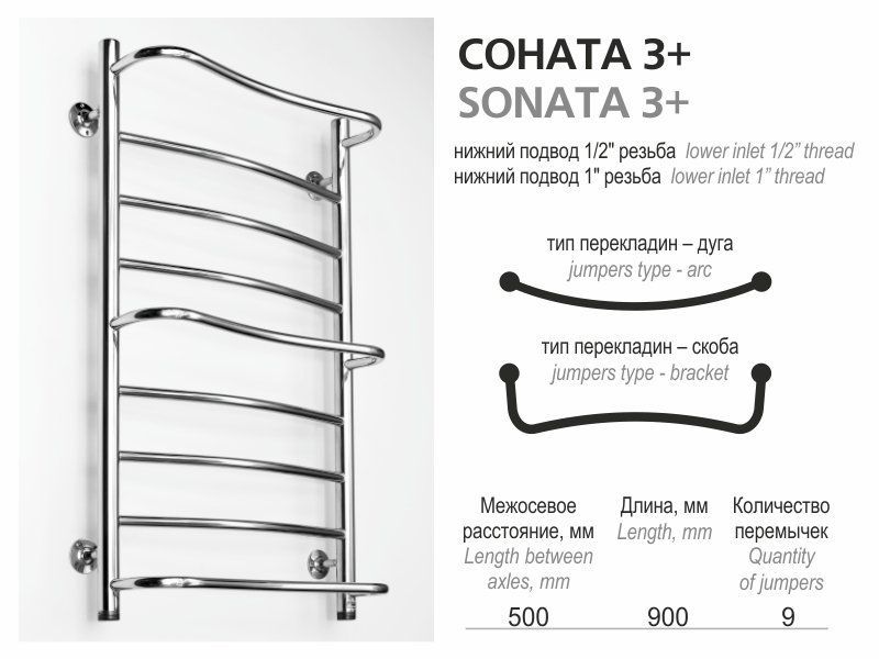 Полотенцесушитель Ростела Соната 3+