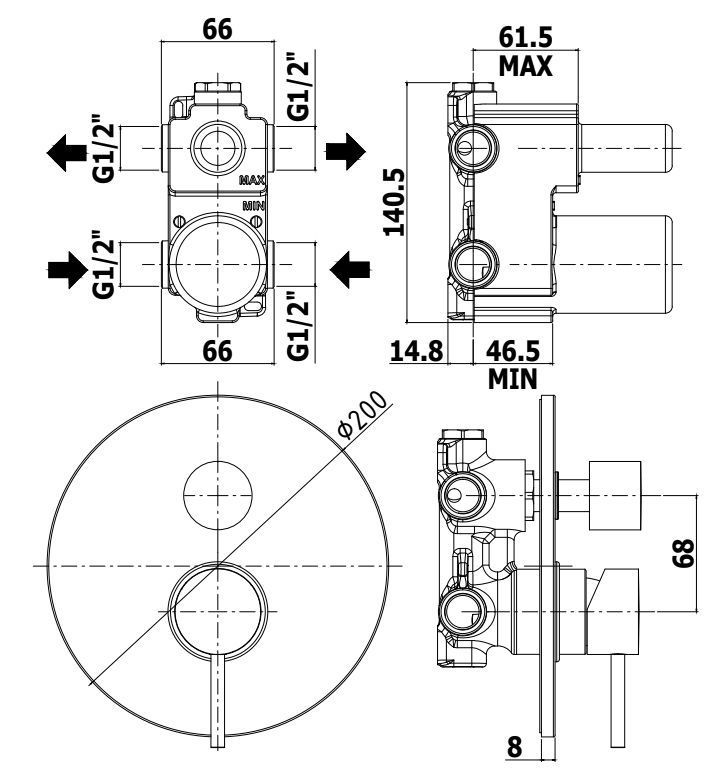 Смеситель для ванны/душа встраиваемый Paffoni Light черный матовый, LIG018NO