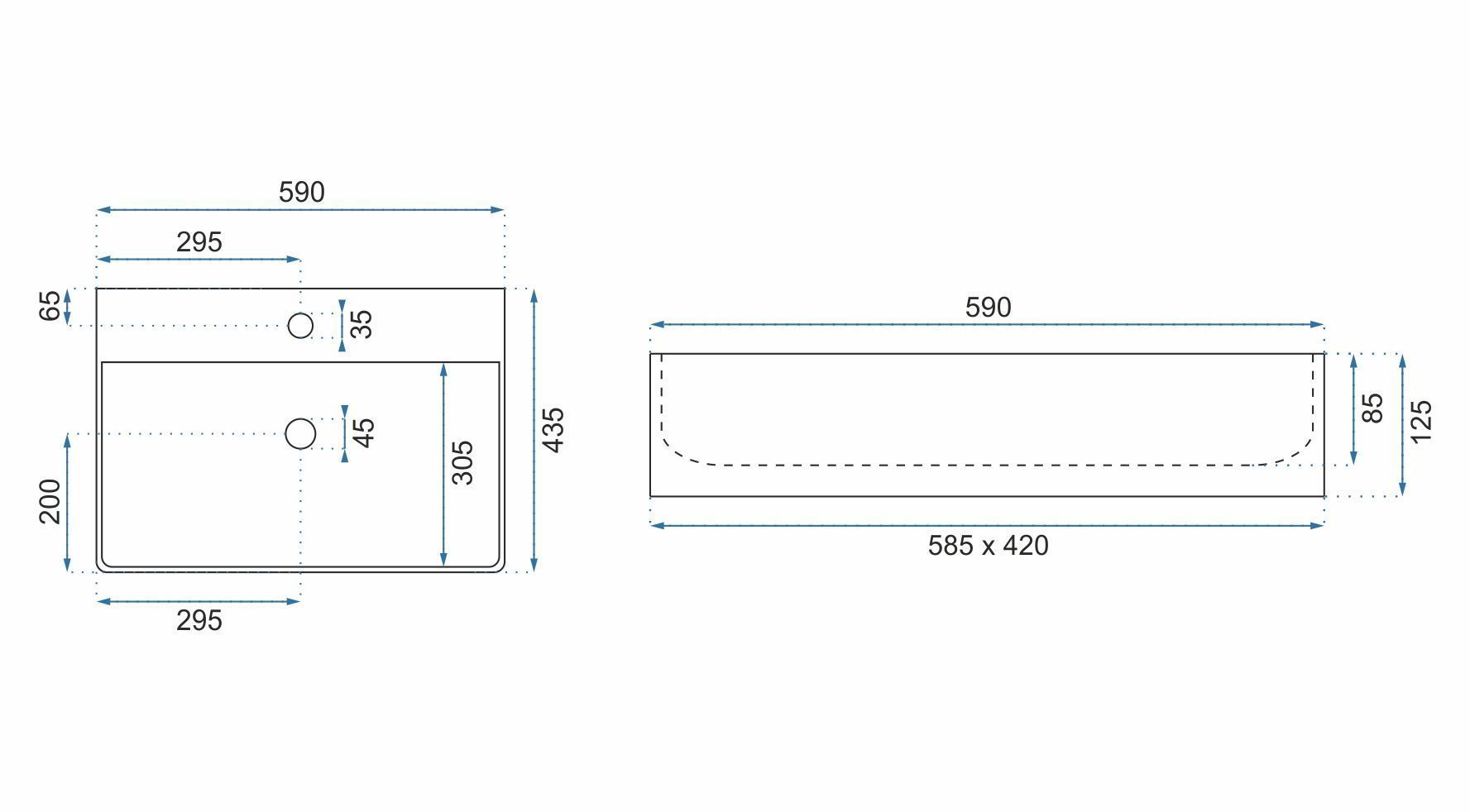 Умывальник Rea Gina 59x43.5, REA-U0677