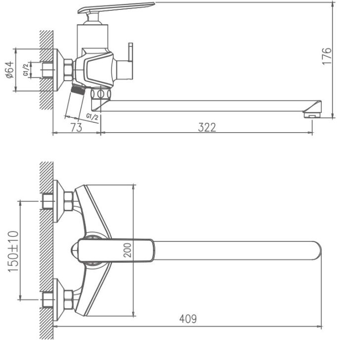 Смеситель для ванны Haiba HB22548-8