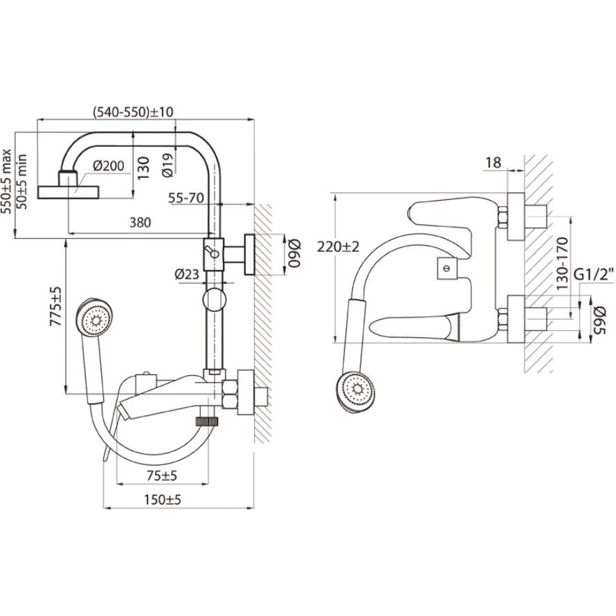 Душевая система с изливом Ahti Karjala, KJ403101