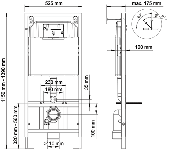 Инсталляция для скрытого монтажа Berges Novum L6 с кнопкой черный глянец, 040216