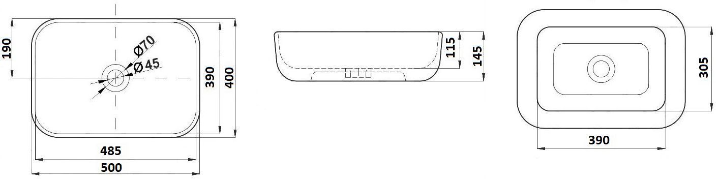 Раковина для ванной Ceramalux 50.5x40.5, D1302H022