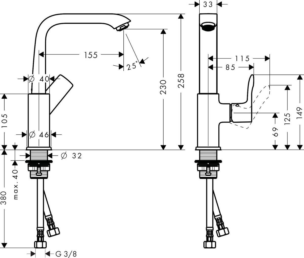 Смеситель для раковины Hansgrohe Metris 230 cо сливным клапаном Push-Open, 31187000