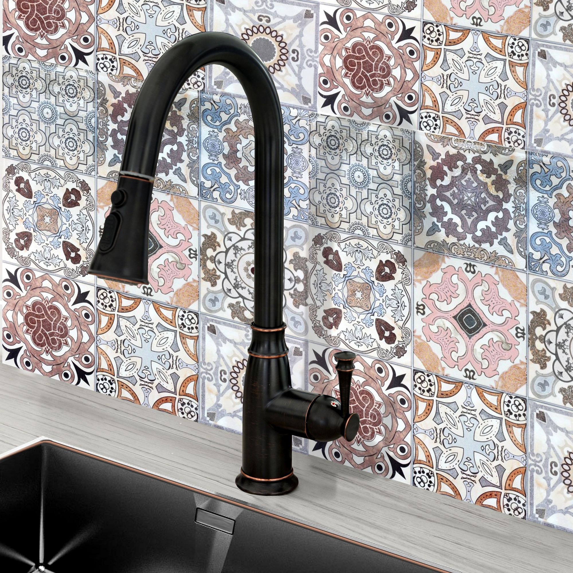 Смеситель для кухни Rea Deco Old Black, REA-B0182