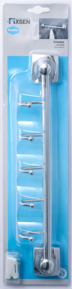 Планка 5 крючков Fixsen Kvadro, FX-61305B-5