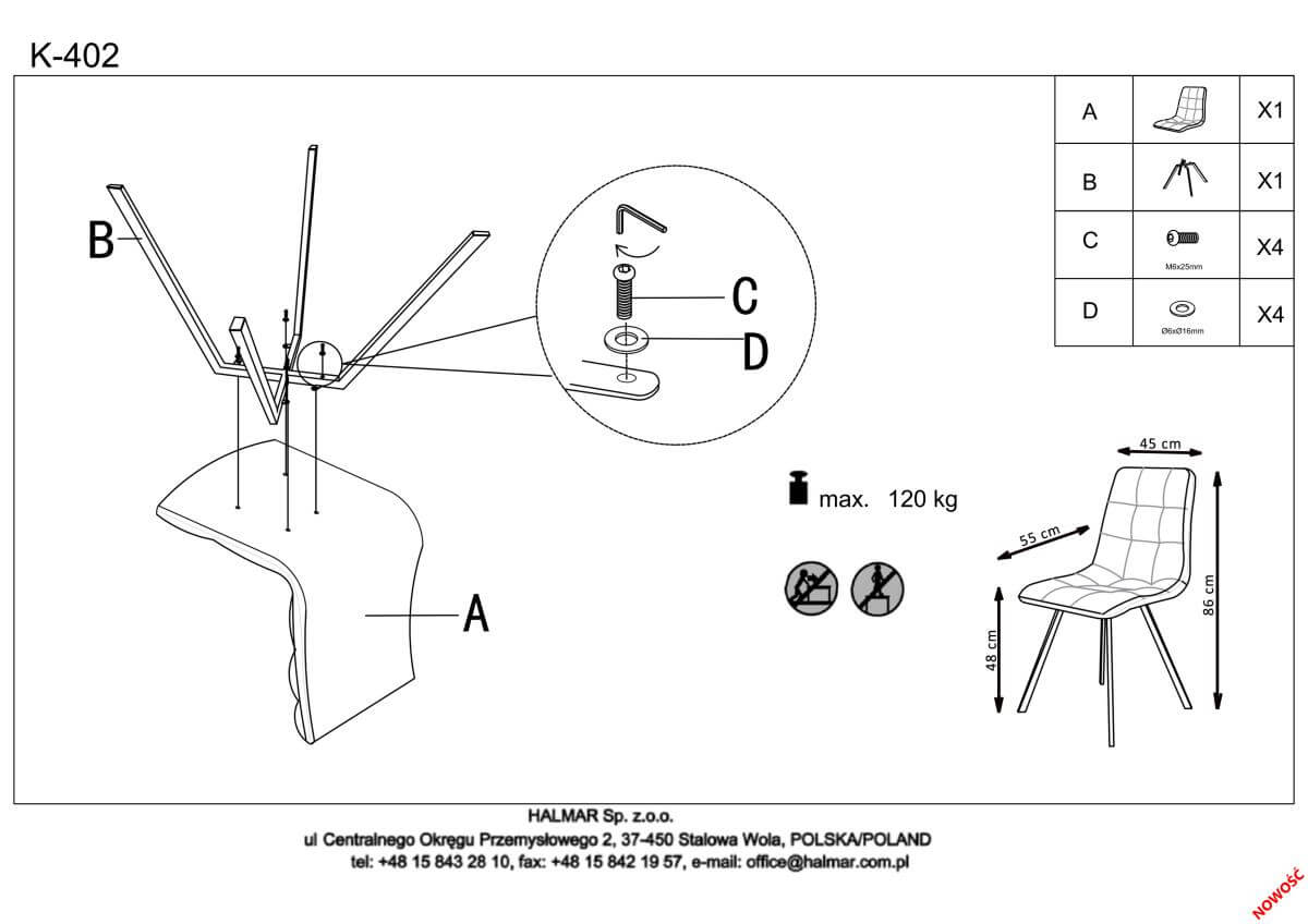 Стул кухонный Halmar K402 бежевый, V-CH-K/402-KR-BEZOWY