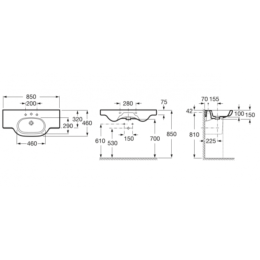 Умывальник Roca Meridian 85x46, A32724D000