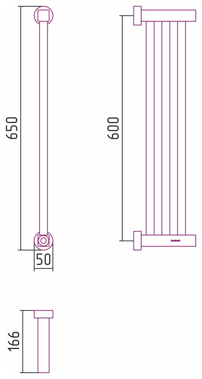 Электрический полотенцесушитель Сунержа Хорда 4.0 600x166 матовый белый