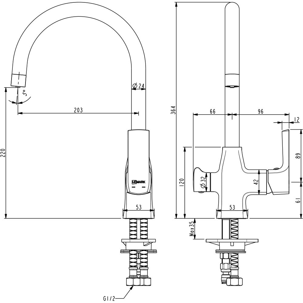 Смеситель для кухни с подключением к фильтру питьевой воды Lemark Ursus, LM7261BLR