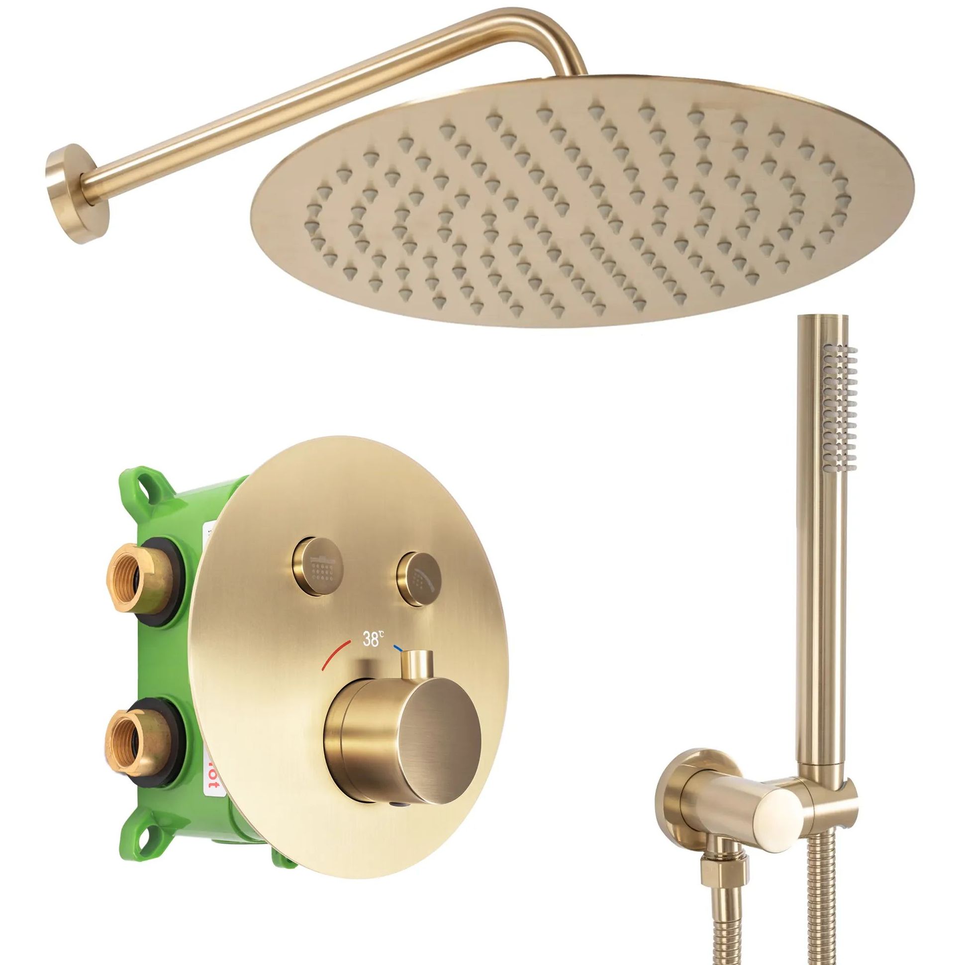 Душевая система Rea Lungo Miler Termostat Brush Gold, REA-P6716