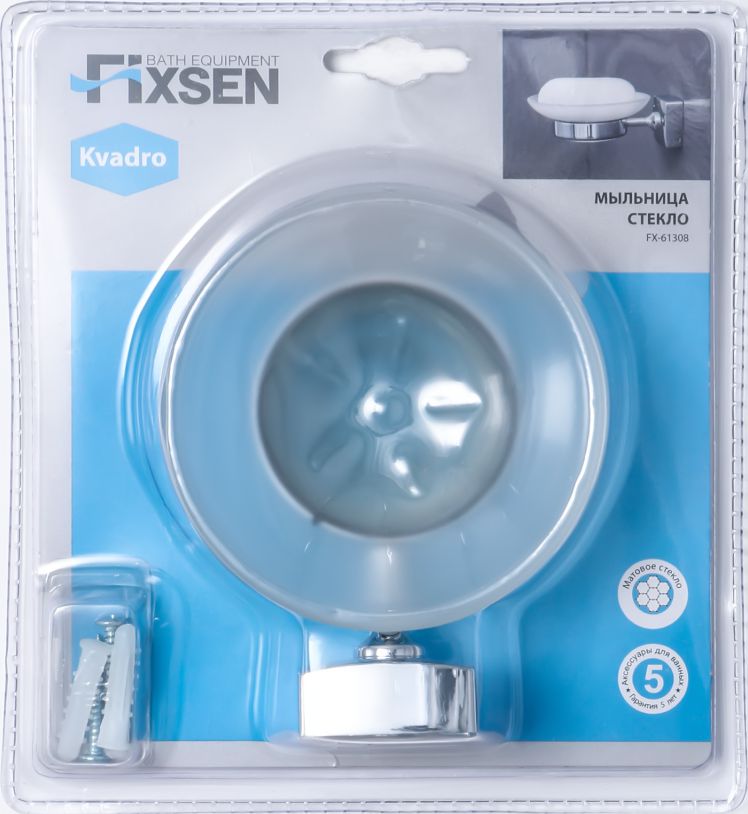 Мыльница стекло Fixsen Kvadro, FX-61308