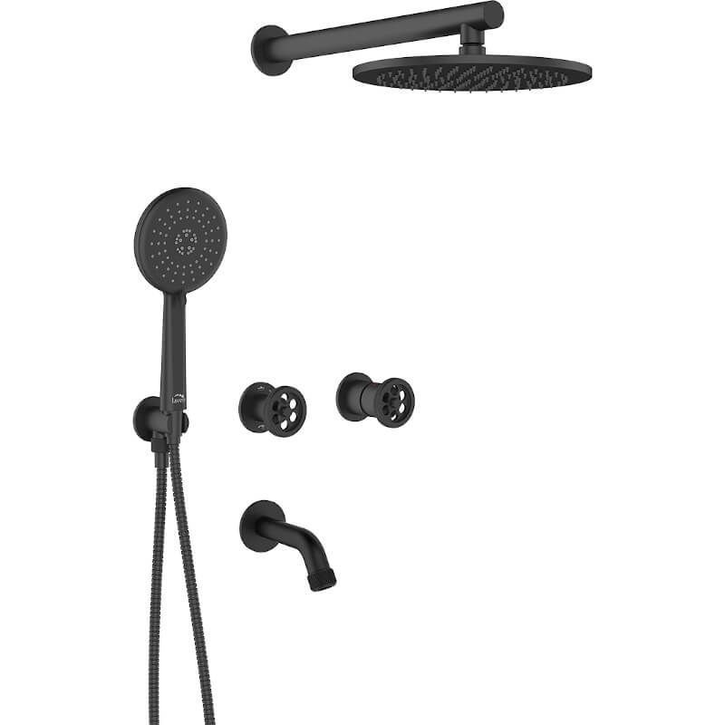 Душевая система Laveo Muro скрытого монтажа с изливом черный, BAU_711P